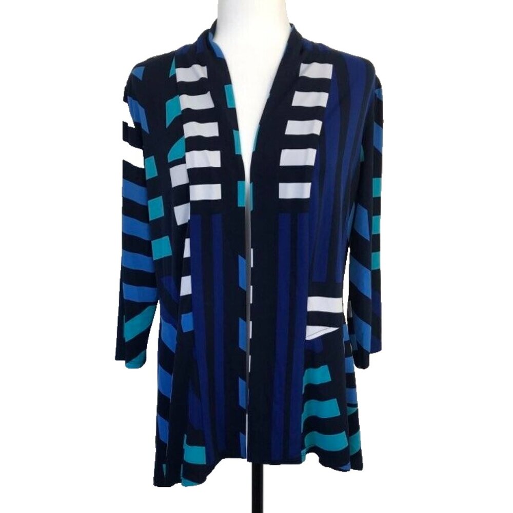 FRANK LYMAN Open Cardigan Cover Up 3/4 Sleeve Stretchy Jersey Knit Size 12?